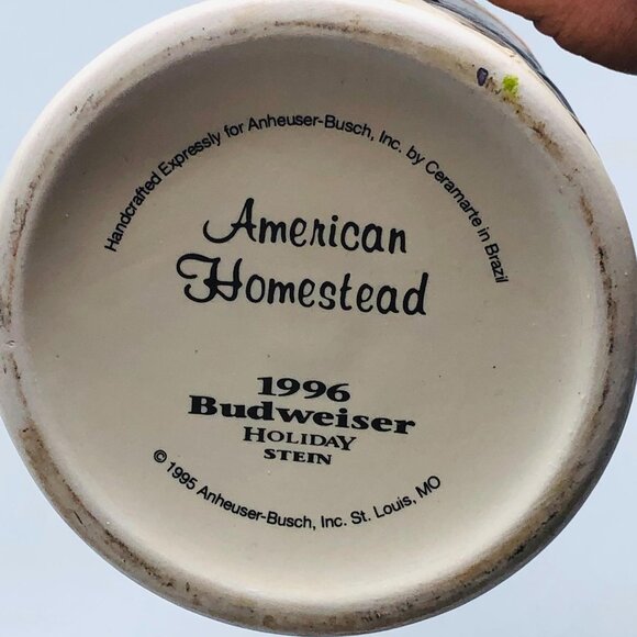 American Homestead Budweiser holiday stein 1996 made in 1995 7" tall READ - Picture 7 of 7